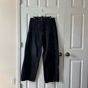 Old Navy Black Wide-Leg Jeans with Front Patch Pockets